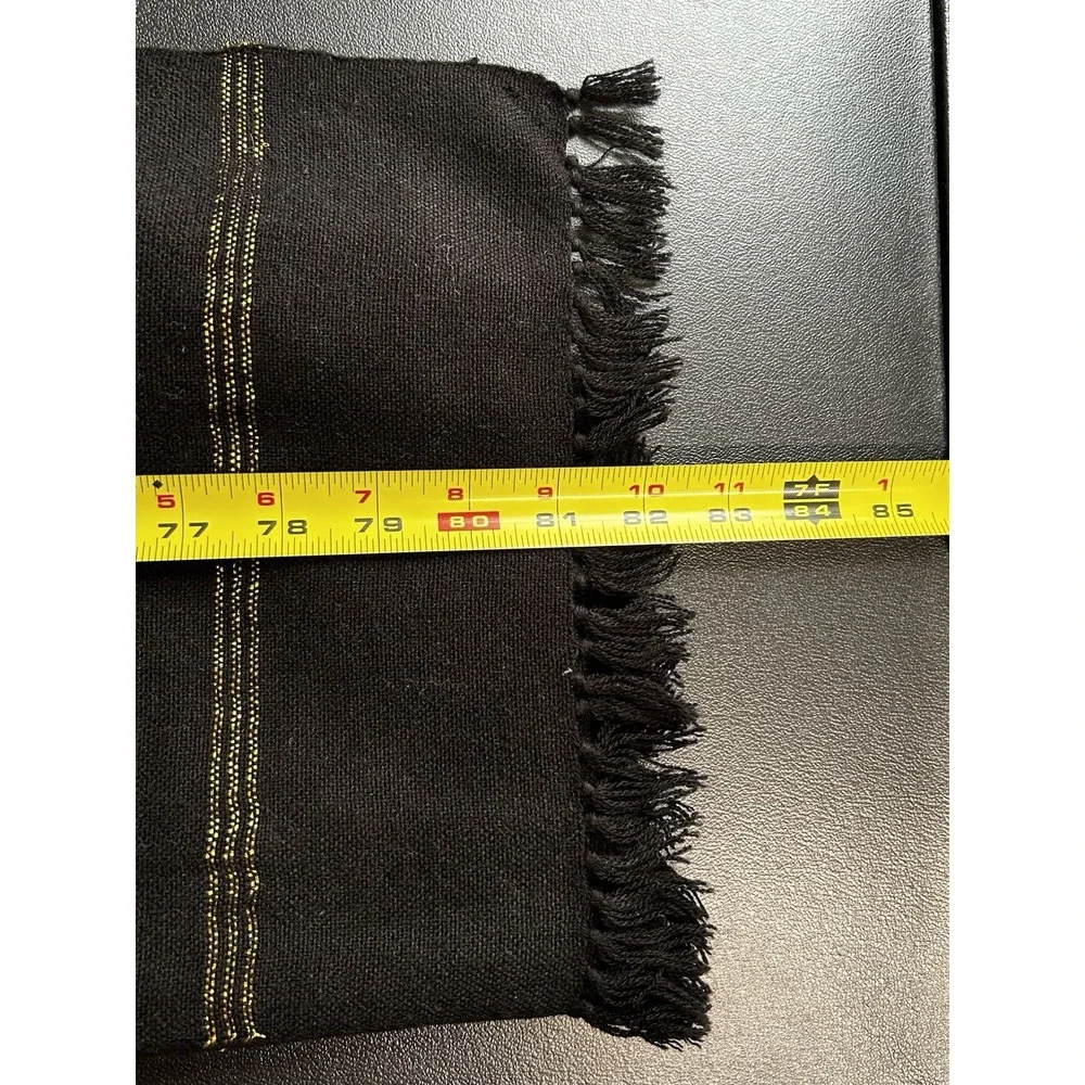 Unbranded‎ Wool Blend Embroidered Metallic Fringed Scarf 82 X 38.5 Gypsy Boho